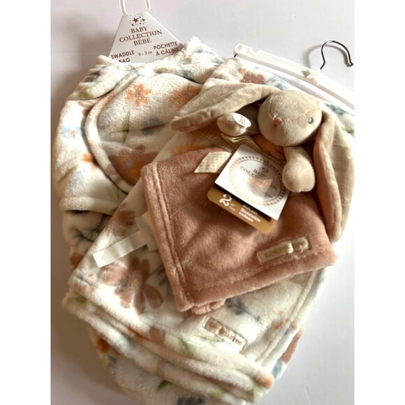 Baby Collection Bébé 2-Piece Gift Set Swaddle Bag & Bunny Security Blanket 0-3M - Picture 3 of 14